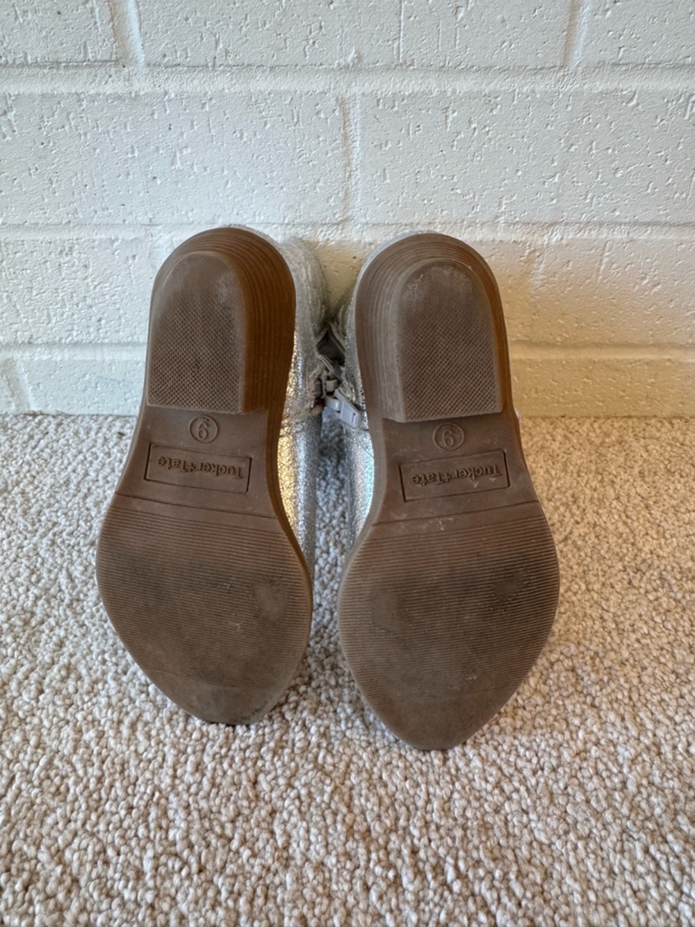Tucker + Tate Silver Metallic Toddler Cowgirl Boots, Size 9M - Picture 4 of 5